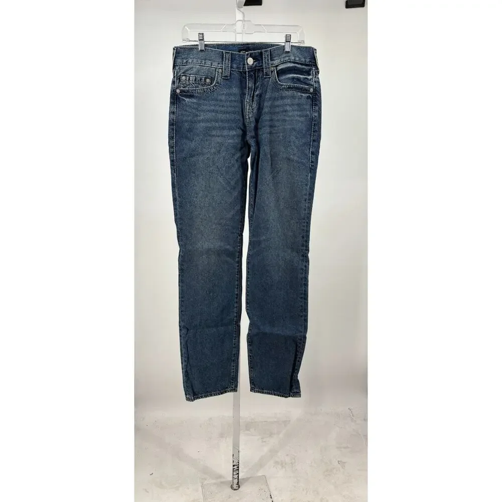 True Religion Geno Relaxed Slim Jeans Mens 30 Straight Dark Wash Denim Classic